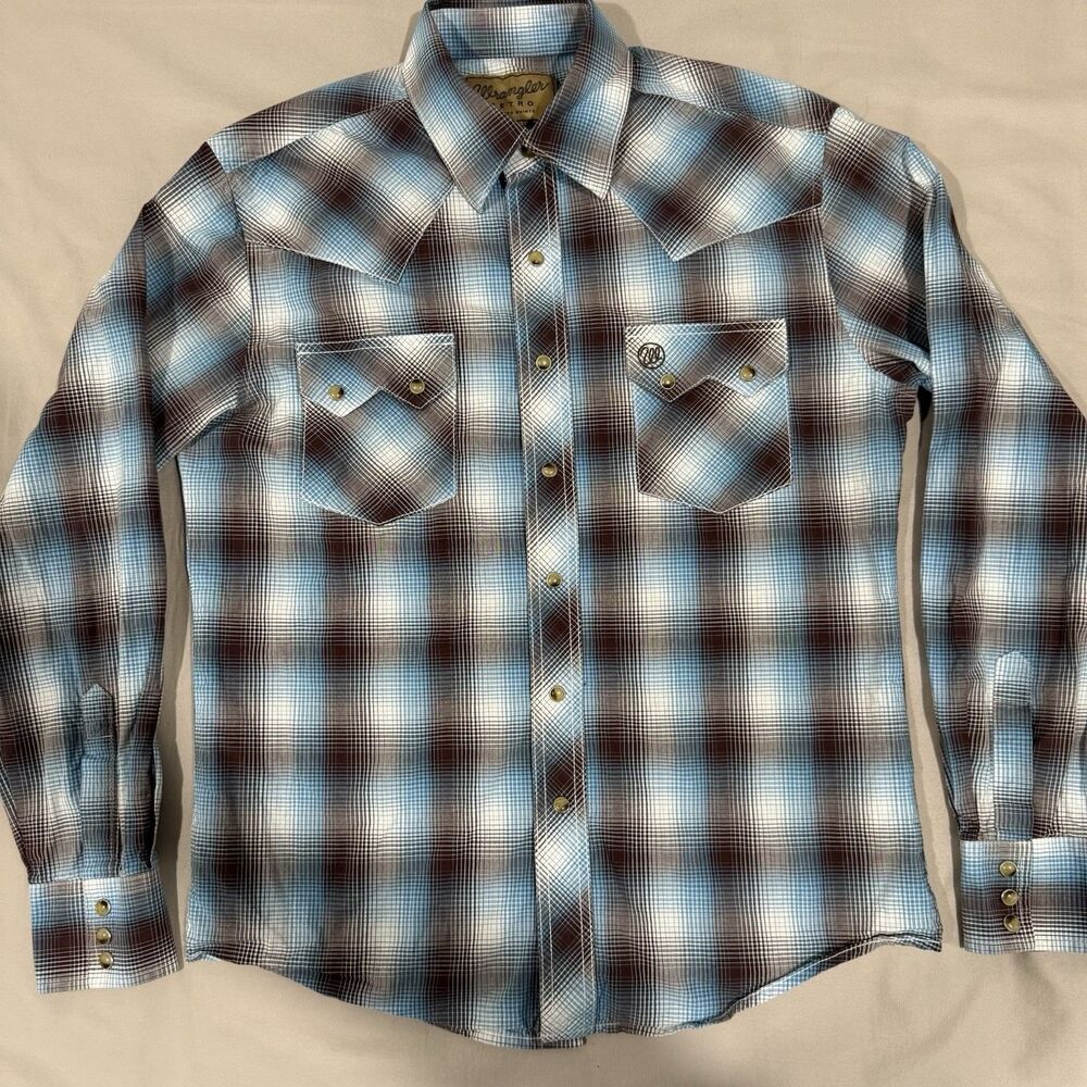 Men’s Wrangler Retro Sawtooth Snap Pocket Long Sleeve Western Shirt - M